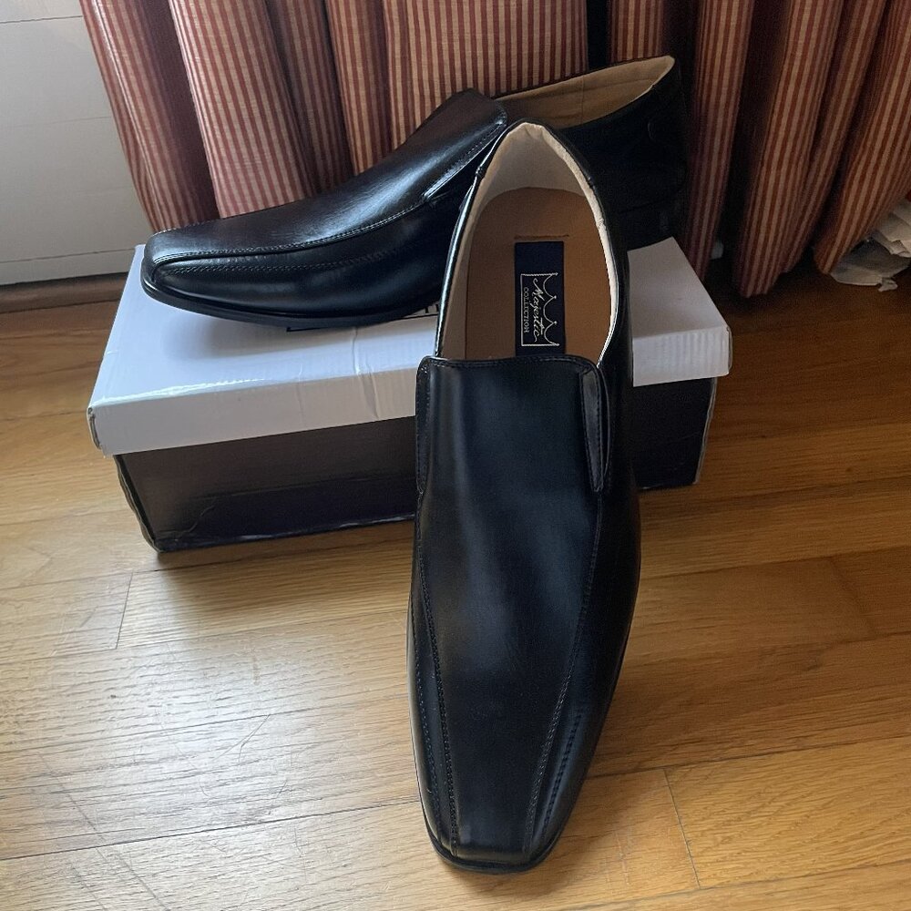 Majestic Collection Black Slip On Bicycle Toe Dress Shoes Size 13 M New - Picture 2 of 7
